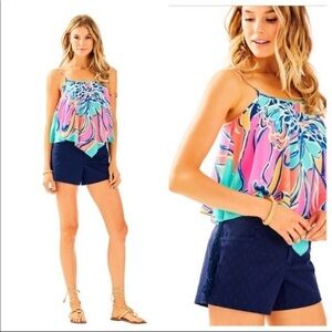 Lilly Pulitzer true Navy Ellie Fringe shorts